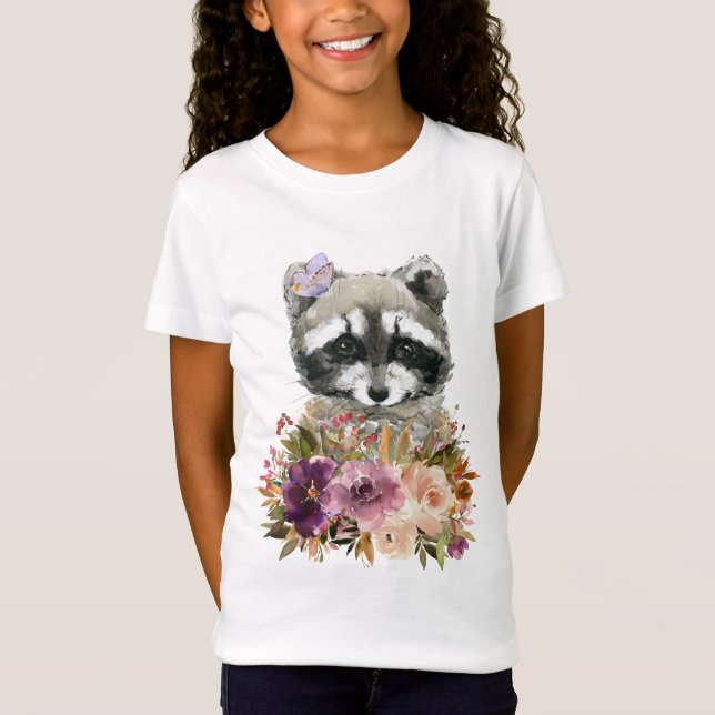 Camiseta Baby Racoon Butterfly Floral Bumblebee Mauve Rosas (Frente)