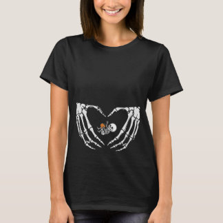Camiseta Baby Skeleton Heart Hand Halloween X-ray Gravidez