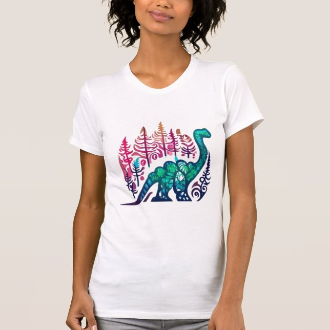 Camiseta Baby Stegosaurus Dinossauro Floresta Colorida (Frente)
