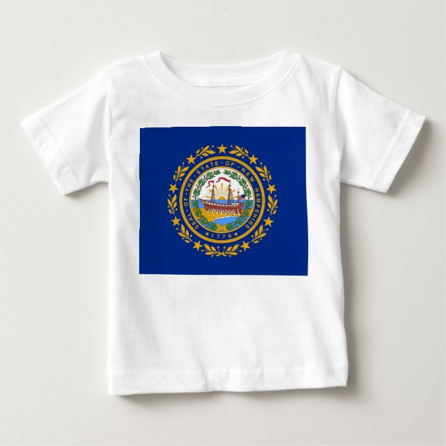 Camiseta Baby T Shirt com Flag de New Hampshire (Frente)