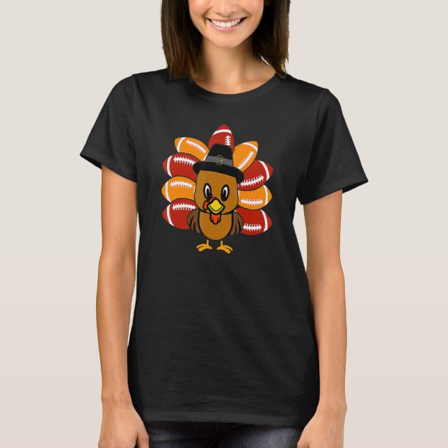 Camiseta Baby Turkey And Football Balls Sport Thanksgiving  (Frente)