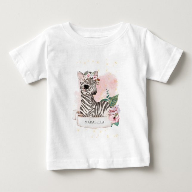 Camiseta *~* Baby Zebra Name Nursery Jungle Sweet Girl (Frente)