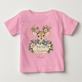 Camiseta Babys erstes Weihnachten mit süßem Rehkitz
