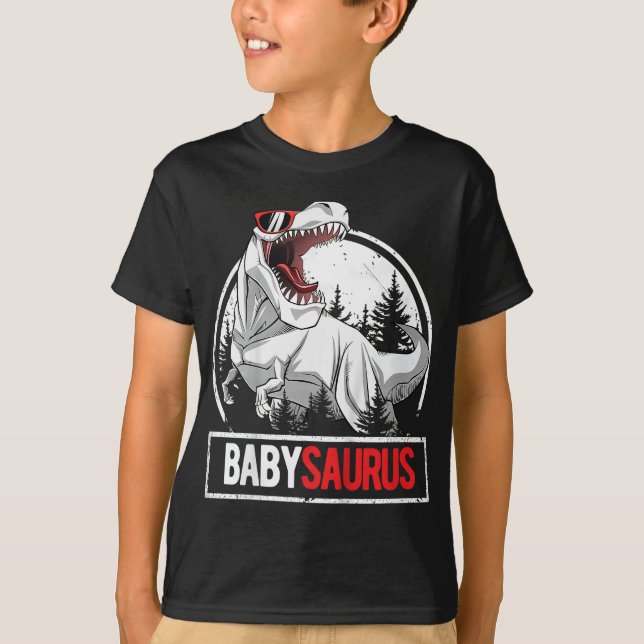 Camiseta BabySaurus para Crianças, Festa de aniversário T-R (Frente)