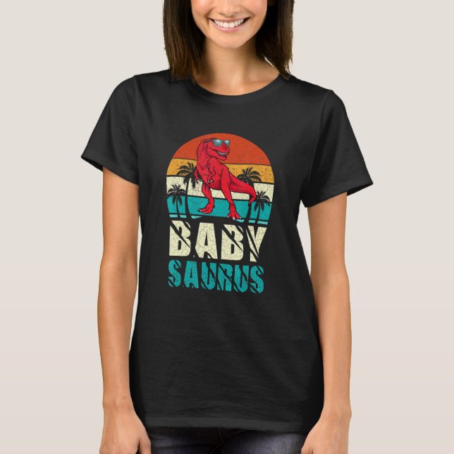 Camiseta Babysaurus T Rex Dinossaur Bebê Saurus Matando Fam (Frente)