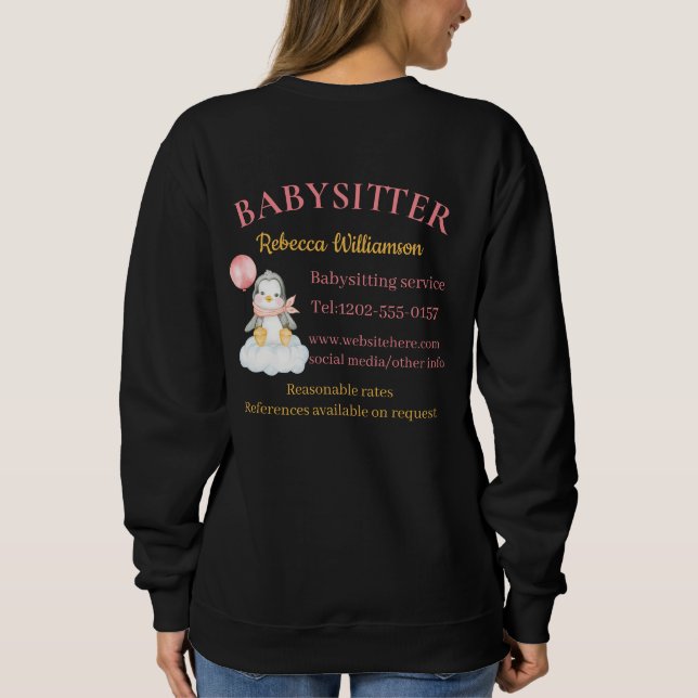 Camiseta Babysitter Cute Penguin Business (Verso)