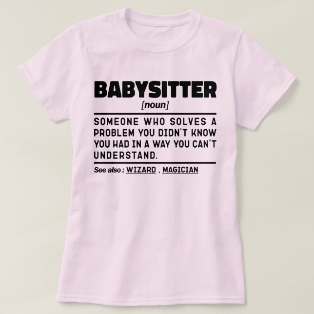 Camiseta Babysitter Noun Definition Daycare Worker Aniversá (Frente do Design)