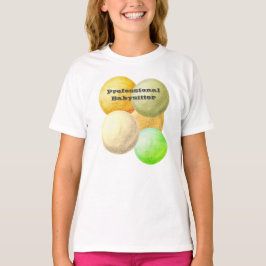 Camiseta Babysitter Profissional Circulos de Pastel Cuidado