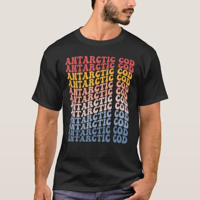 Camiseta Bacalhau Antártico Groovy Peixe Retro (Frente)