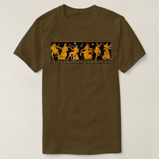 Camiseta Bacchanalia Greek Vase Attic Red figure (Frente do Design)