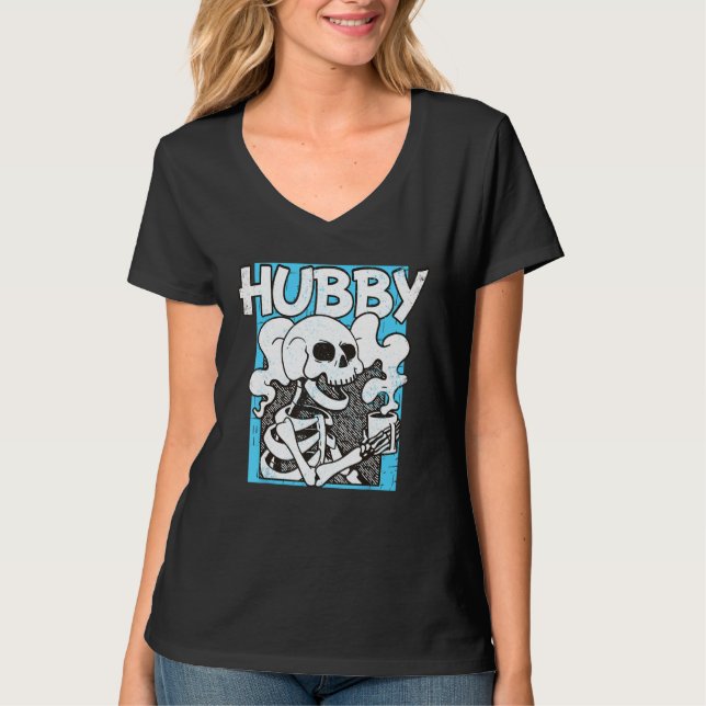 Camiseta Bachelor Party Skeleton Drinking Coffee New Husban (Frente)
