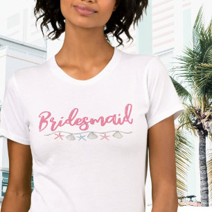 Camiseta Bachelorette de praia rosa-branca Bridesmaid
