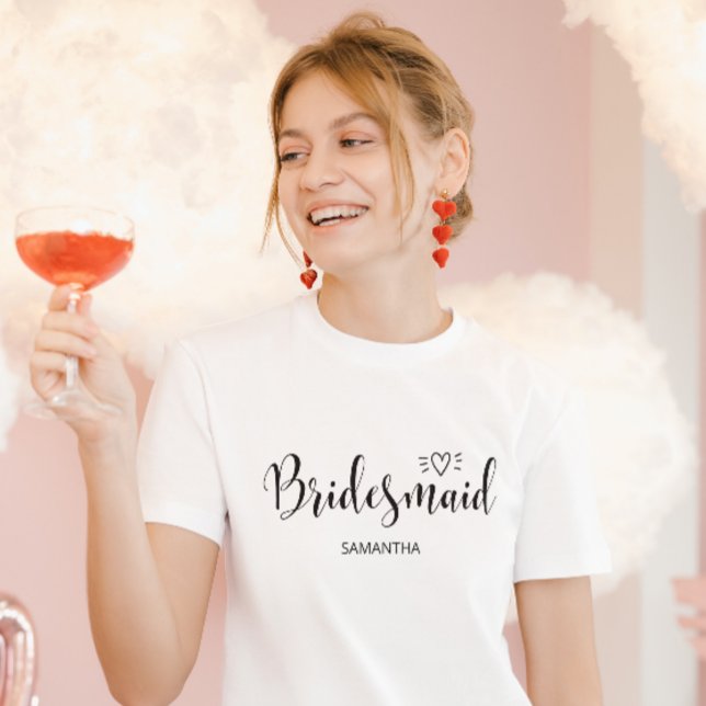 Camiseta Bachelorette de Script de Nome de Bridesmaid Perso (Criador carregado)