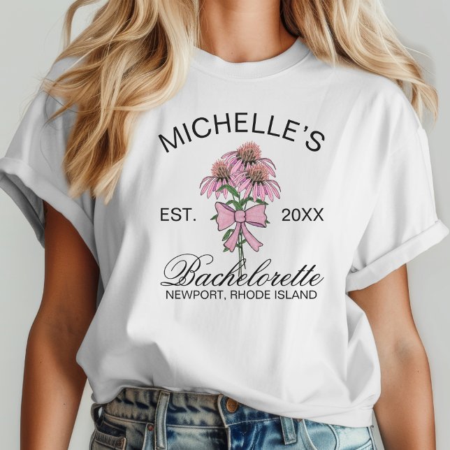 Camiseta Bachelorette Floral Cor-de-Rosa Simples (Criador carregado)
