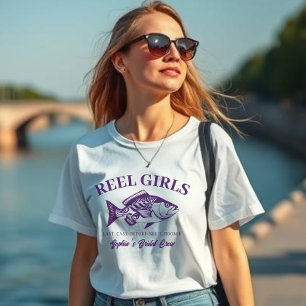 Camiseta Bachelorette Pescador Estilo Reel Girls-Purple