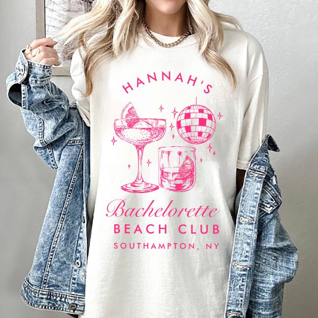 Camiseta Bachelorette Retro Disco Coquetel Azul e Rosa (Criador carregado)