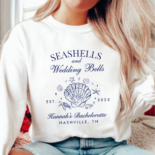 Camiseta Bachelorette Retro Pink Seashells & Wedls