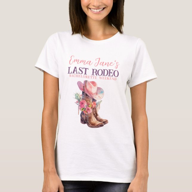 Camiseta Bachelorette Rosa Último Rodeio (Frente)