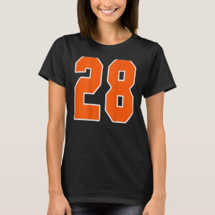 Camiseta Back Impressão Orange Sports Block Número 28 Para