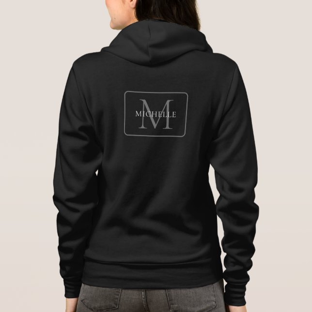 Camiseta Back Print Template Name Monogram Womens Black (Verso)