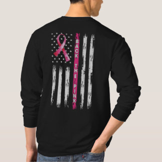 Camiseta Back The Pink Ribbon American Flag Breast Cancer T