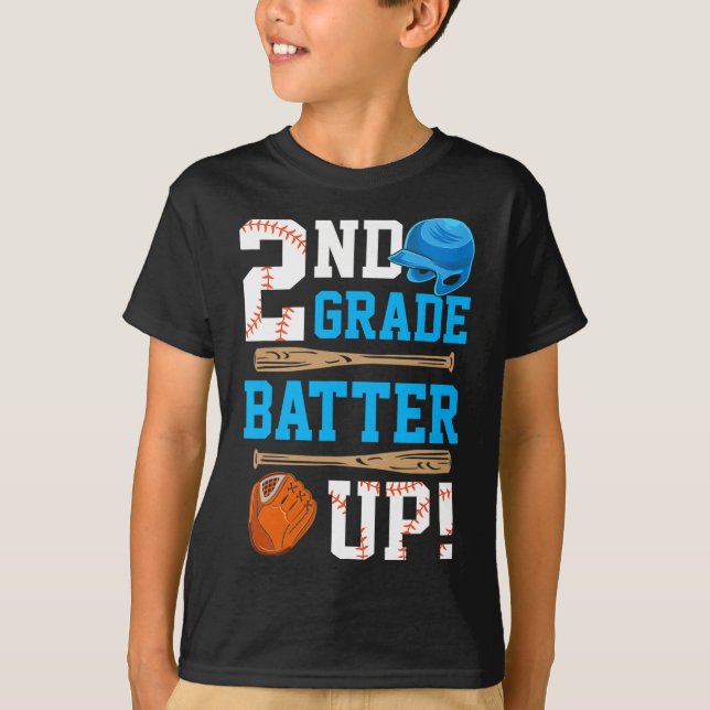 Camiseta Back To School 2nd Grade Batter Up Baseball First  (Frente)