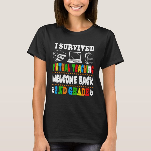 Camiseta Back To School 2nd Grade I Survived Virtual Teachi (Frente)