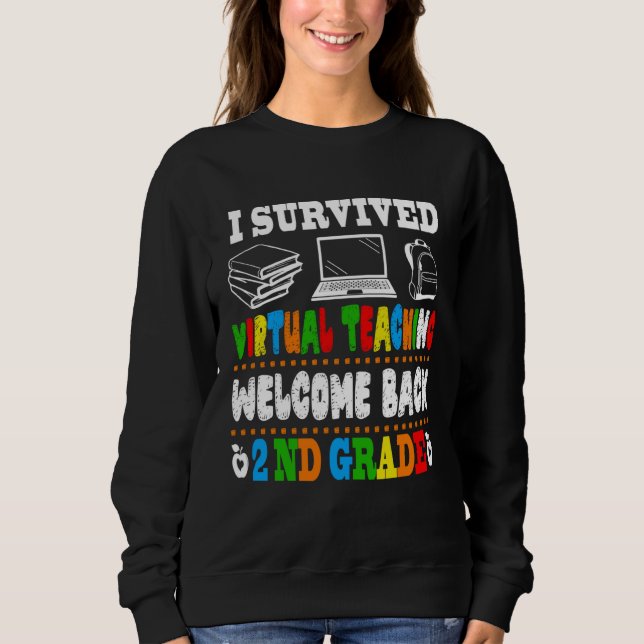 Camiseta Back To School 2nd Grade I Survived Virtual Teachi (Frente)