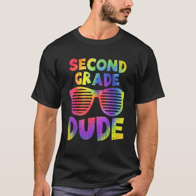 Camiseta Back To School 2nd Second Grade Dude Tie Dye Sungl (Frente)