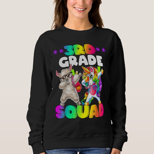 Camiseta Back To School 3rd Grade Squad Dabbing Unicorn She (Frente)