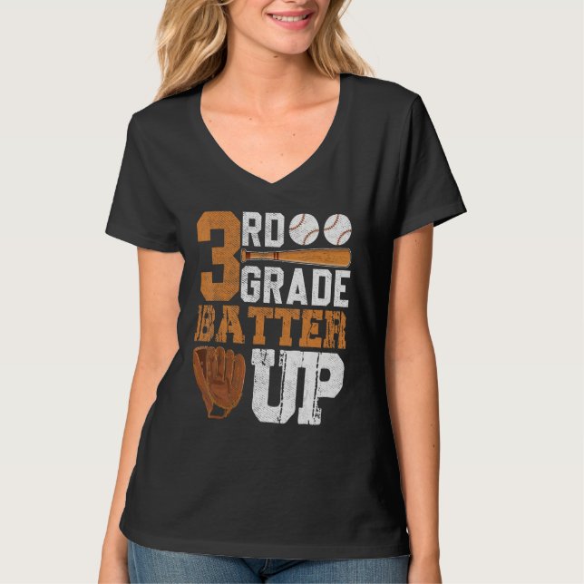 Camiseta Back To School 3rd Grade Students Baseball Batter (Frente)