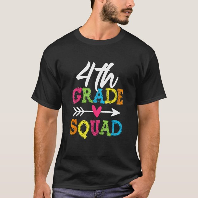 Camiseta Back To School 4th Grade Squad Fourth Teacher Stud (Frente)