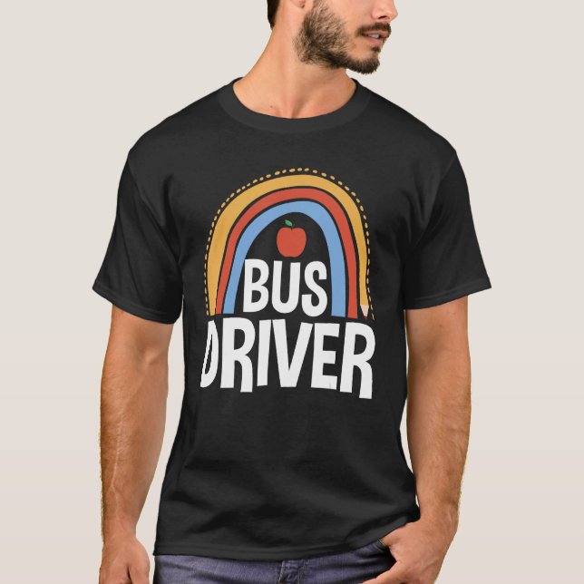 Camiseta Back To School Appreciation Boho Rainbow Bus Drive (Frente)