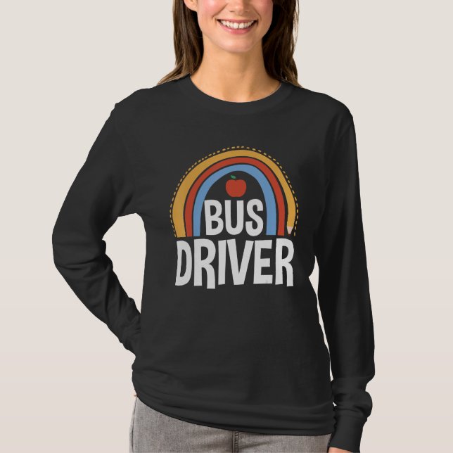 Camiseta Back To School Appreciation Boho Rainbow Bus Drive (Frente)