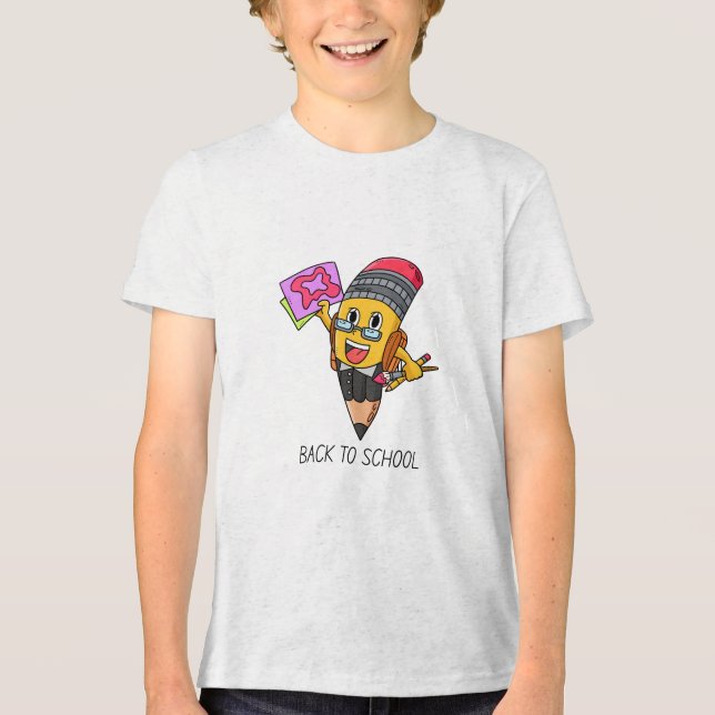 Camiseta Back to School Cartoon Pencil Character Design (Frente)
