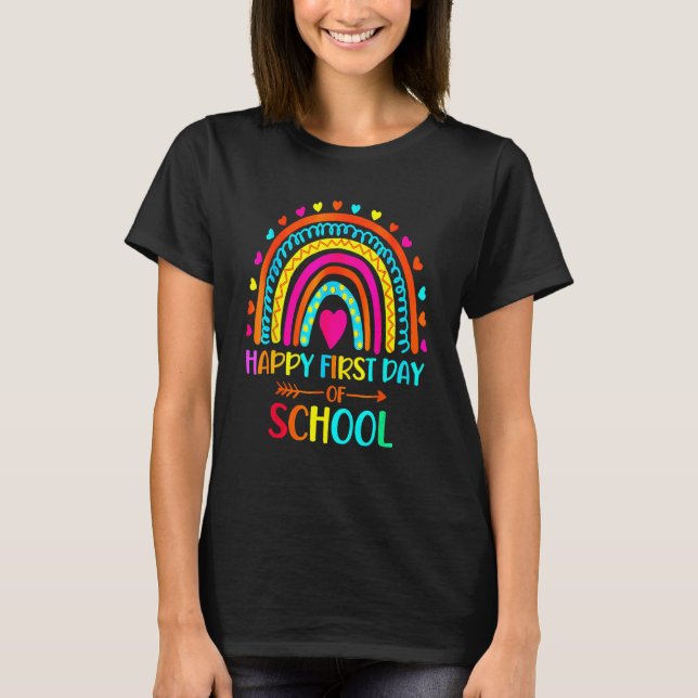 Camiseta Back To School  Happy First Day Of School For Teac (Frente)