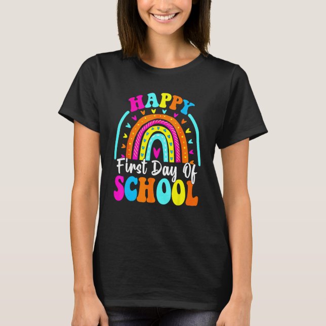 Camiseta Back To School  Happy First Day Of School For Teac (Frente)