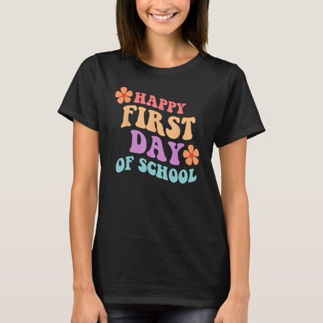 Camiseta Back to School Happy First Day of School Teacher S (Frente)