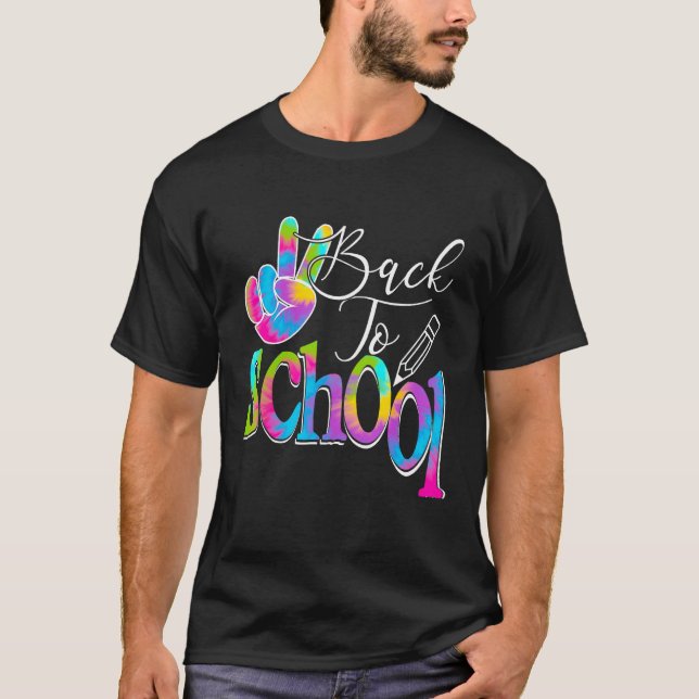 Camiseta Back To School Happy First Day Of School Tie dye T (Frente)