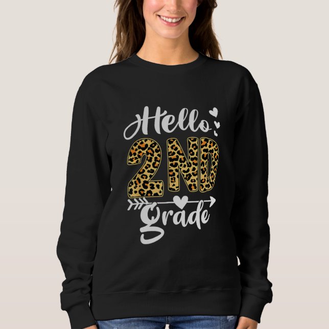 Camiseta Back To School Hello 2nd Grade Second Grade Leopar (Frente)