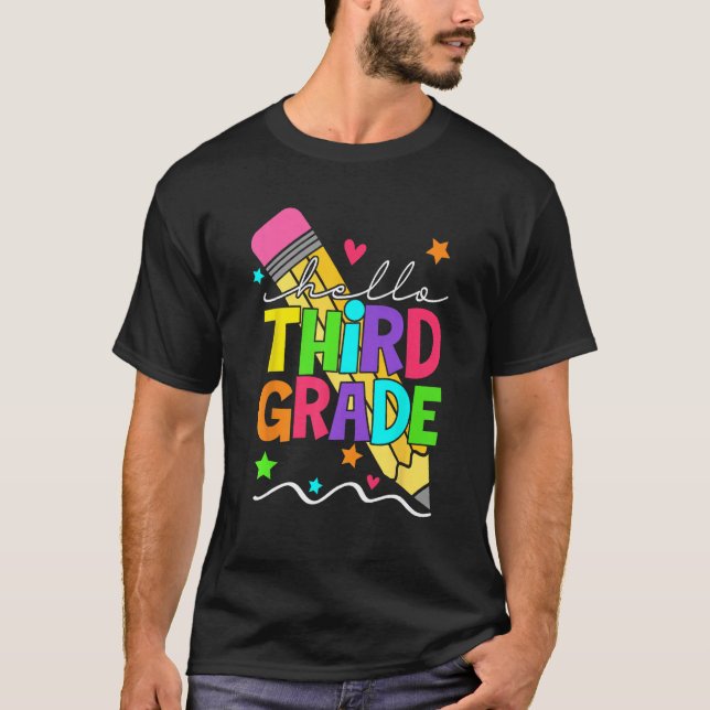 Camiseta Back To School Hello 3rd Third Grade Pencil Teache (Frente)