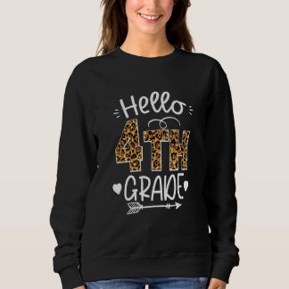 Camiseta Back To School Hello 4th Grade Leopard Cute Team F