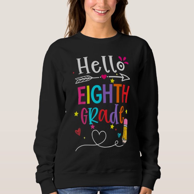 Camiseta Back To School Hello Eighth Grade First Day Boy Gi (Frente)