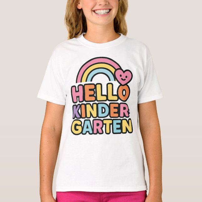 Camiseta Back to School Hello Kindergarten Teacher Kids (Frente)