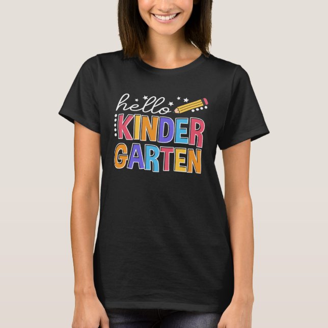 Camiseta Back To School Hello Kindergarten Teacher Student  (Frente)