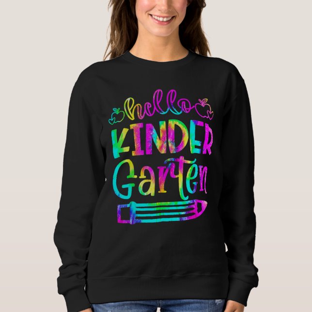 Camiseta Back To School Hello Kindergarten Tie Dye Teacher  (Frente)