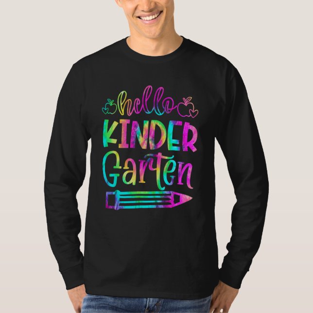 Camiseta Back To School Hello Kindergarten Tie Dye Teacher  (Frente)