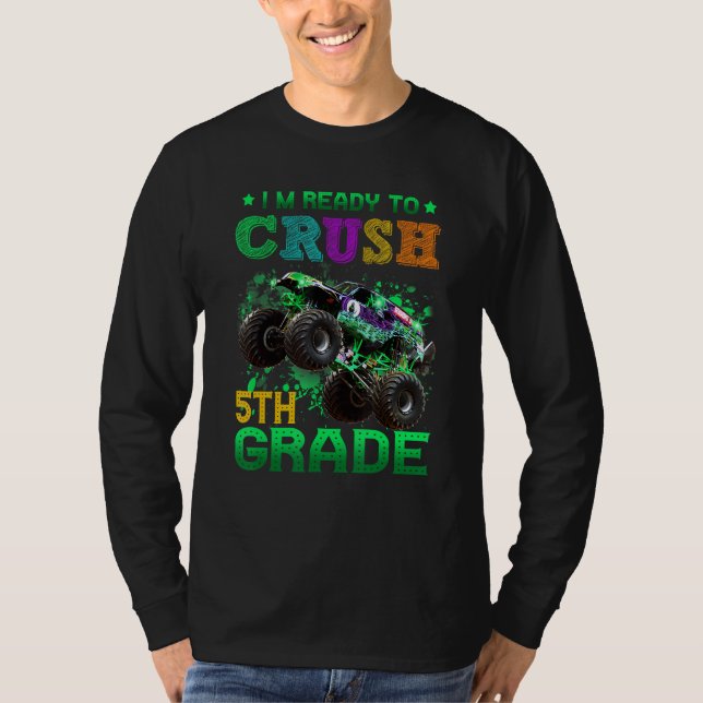 Camiseta Back To School I m Ready to Crush 5th Grade Monste (Frente)