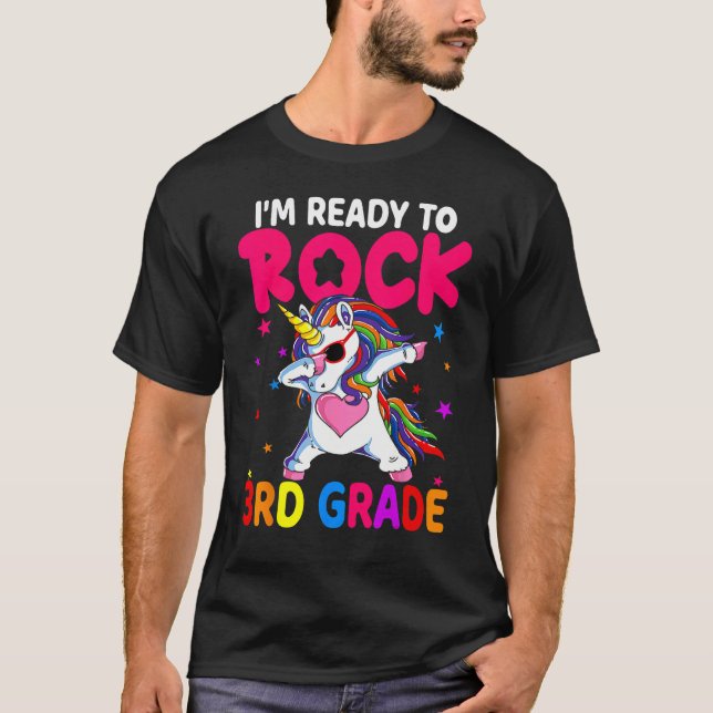 Camiseta Back To School I m Ready To Rock 3rd Grade Dabbing (Frente)