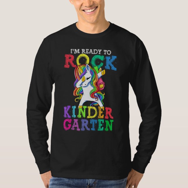 Camiseta Back To School I m Ready To Rock Kindergarten Unic (Frente)